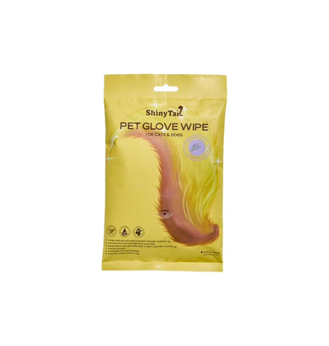 ShinyTail Pet Glove Wipe - Lavender (6pcs)